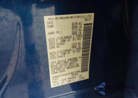 2017 Nissan Titan Xd Platinum Reserve Diesel z USA, uszkodzony, nr VIN 1N6BA1F41HN546596